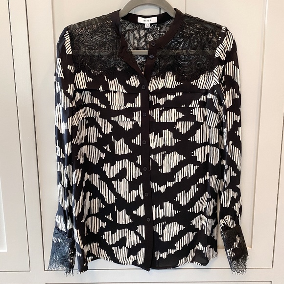 NWT REISS Ana-Lace Placement Print Top | 0 - Picture 1 of 13